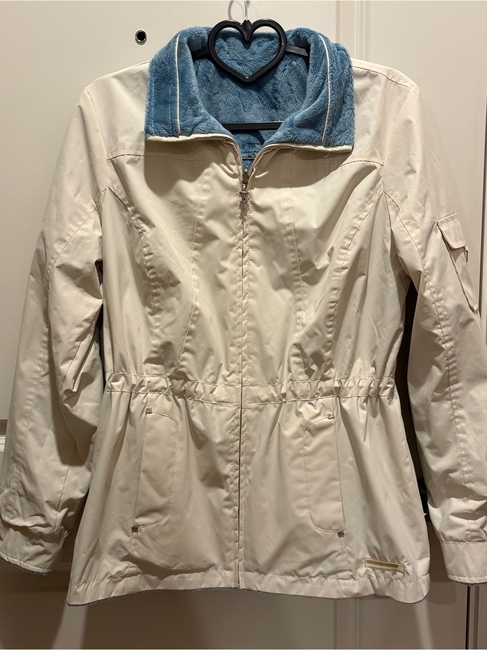 Vintage Weather Tamer Reversible Jacket Cream Anorak Plush Blue Fleece Lined